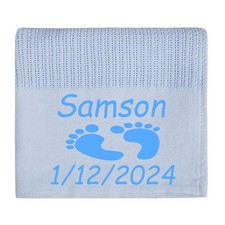 Personalised Embroidered Baby FEET Blanket for Boys FEET DESIGN