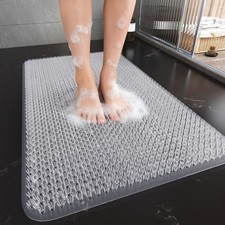 Non Slip Shower Mat, 16x27 Exfoliating Foot Scrubber Mat with Suction Cups an...