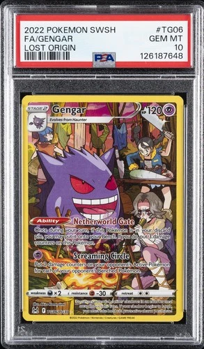 2022 POKEMON SWORD & SHIELD LOST ORIGIN #TG06 FULL ART/GENGAR PSA 10