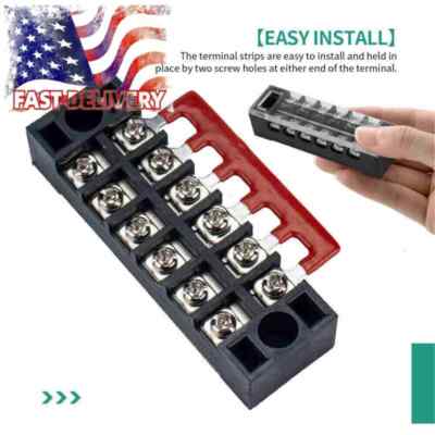 600V 15A Dual Row 6 Position Screws Terminal Electric Barrier Strip Block 5 sets