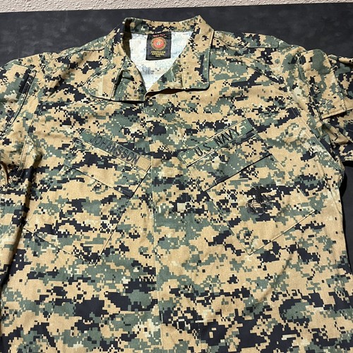 USMC MARPAT Slant Pocket Shirt Marine Corps Digital Combat Top Woodland Vintage - Picture 2 of 13