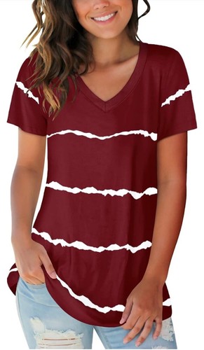 SAMPEEL Women's Basic V Neck Short Sleeve T Shirts Summer Casual Tops