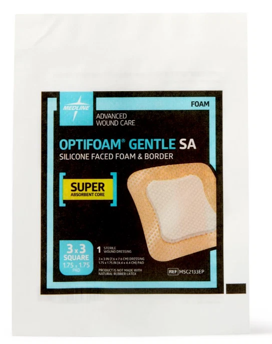 Medline Optifoam Gentle Silicone-Faced Foam Dressing 3" x 3", Box of 10 - Image 3 of 4