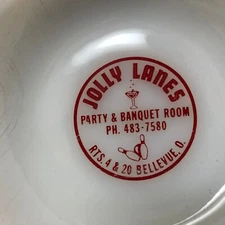 Vintage Glass Advertising Ashtray Bellevue Ohio Jolly Lanes
