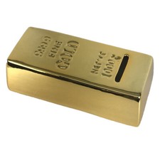 Ceramic Gold Bar Piggy Bank Coin Saving Money Novelty Gift