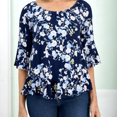 Style&co Women's Floral Print short Sleeve Top NWT