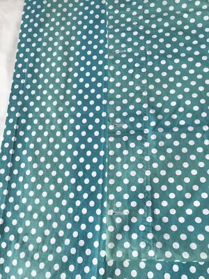 Garnet Hill 100% Cotton White Polka Dot + Blue Green Background Shower Curtain