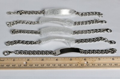 Lot of 4 Wholesale ID Bracelets Engraveable 8'' CHUNKY Unisex Stainless Steel