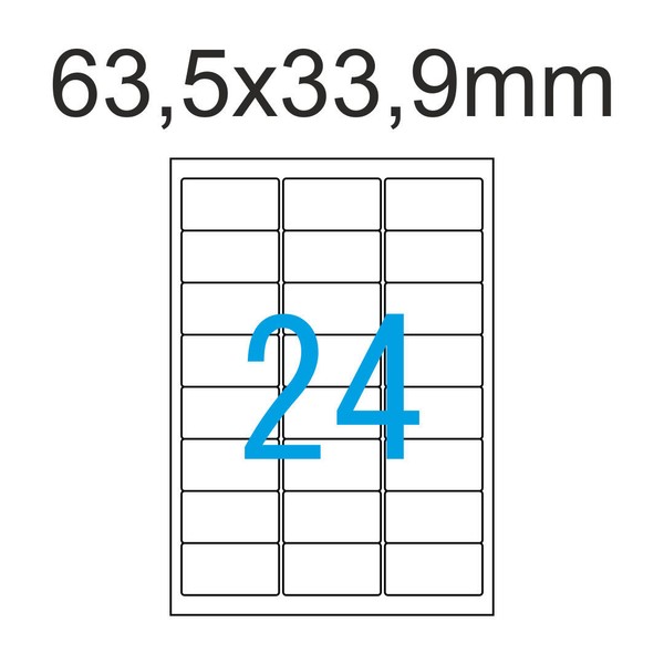 1200 Etiketten 63,5X33,9Mm 50 Blatt A4 Weiß 63X33 Luma Aufkleber Bedruckbar-image