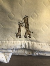 Little Me Giraffe Mama  Baby Blanket Cream/Ivory Tan Brown Polka Dots Plush