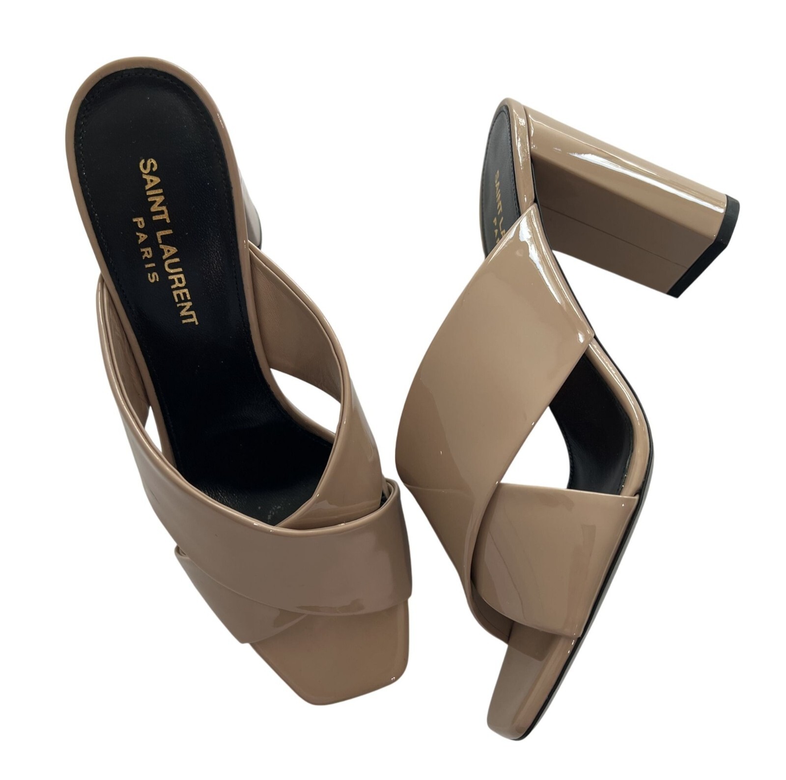 Sandali Saint Laurent LouLou 95 Mule in nudo