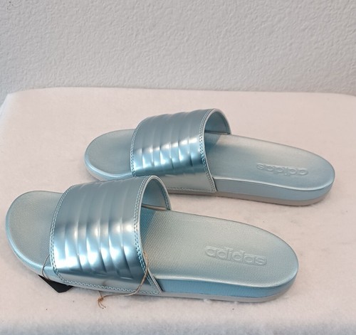 New Women's Adidas Adilette Comfort Slides~Vision Metallic Grey (GV9740) Size 10 | eBay