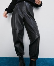 Original Leather Pants Women Spring Sheep Leather Jogger High Waisted Trousers