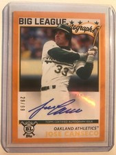 2020 Topps Big League Autographs Orange Parallel Jose Canseco A's 29/99