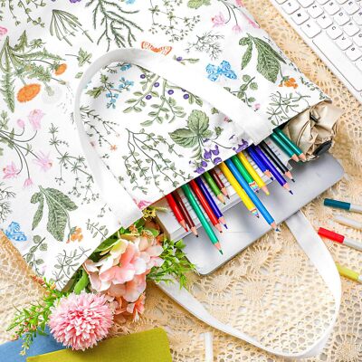 Bencailor 2 Pcs Floral Canvas Tote Bags Cute Aesthetic