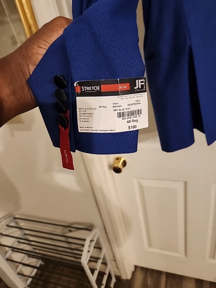 j ferrari suit Tuxedo Slim Black & Blue (New) - Image 3 of 4