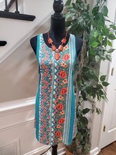 Everly Women's Multicolor Floral Sleeveless Round Neck Knee Length Dress Small