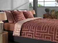 Heckett & Lane Twill BettwäSche 135X200 Roja Red Labyrinth Linien Wende Rot