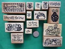 SUNSHINE, BUMBLEBEES,  LADYBUGS - Your Choice - Wood Mounted Rubber Stamp