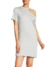 The Vanity Room 155596 Women's One Cold Shoulder T-Shirt Dress Gray Sz. Large