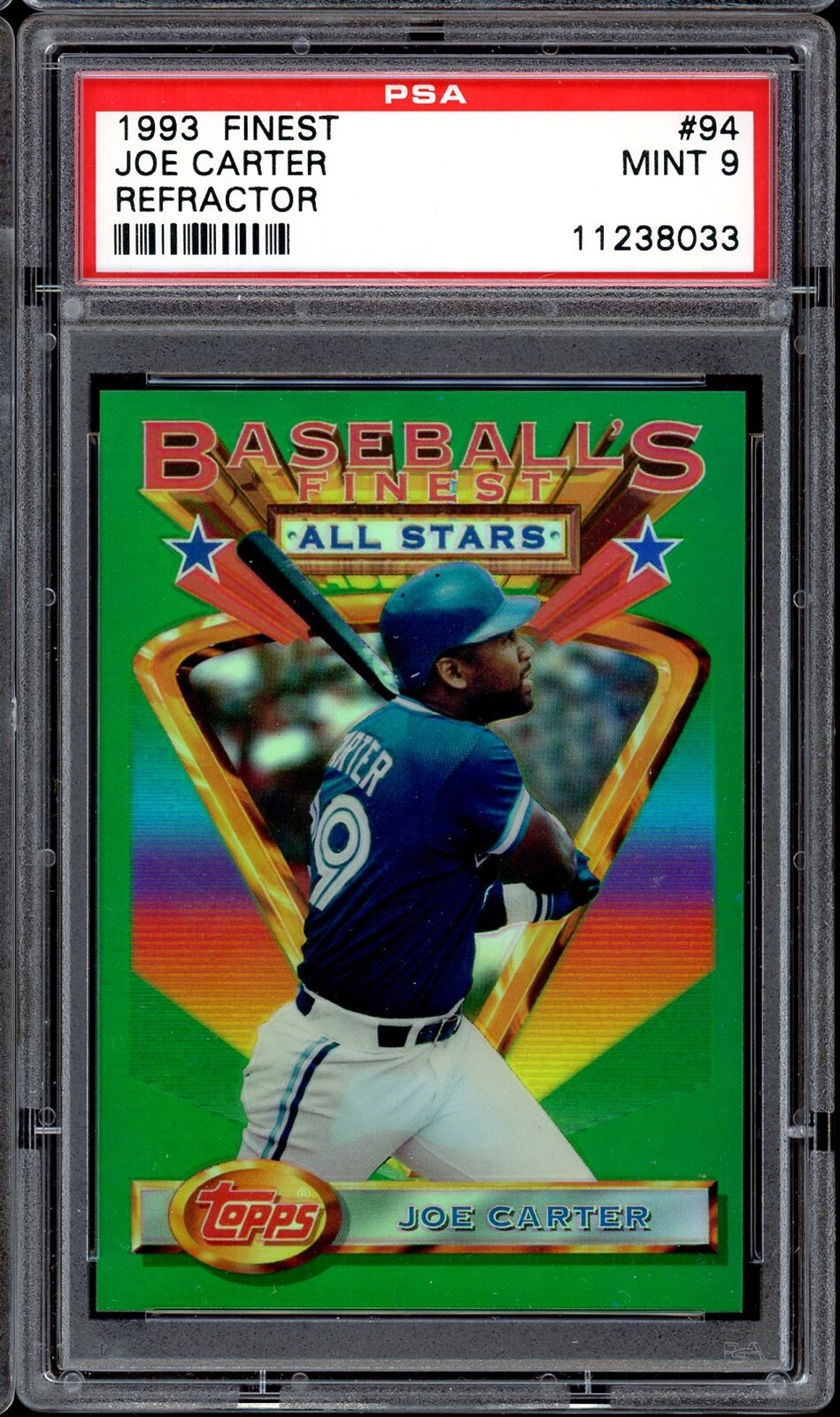 1993 Finest Baseball #94 Joe Carter Refractor PSA 9