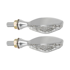 Coppia mini frecce moto LED omologate universali argento gambo corto