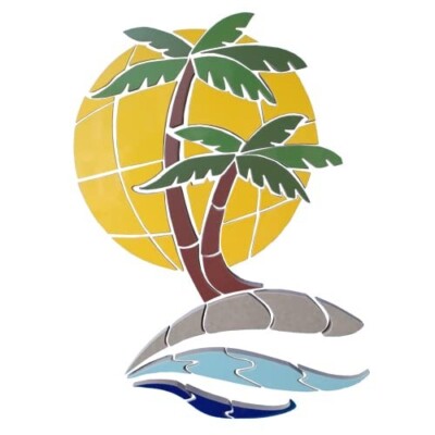 Palm Tree Porcelain Swimming Pool Mosaic 18'' x 12.25''