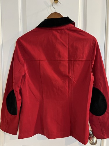 St John sport size S Red black Gold Buttons Blazer Jacket velvet top - Picture 5 of 12