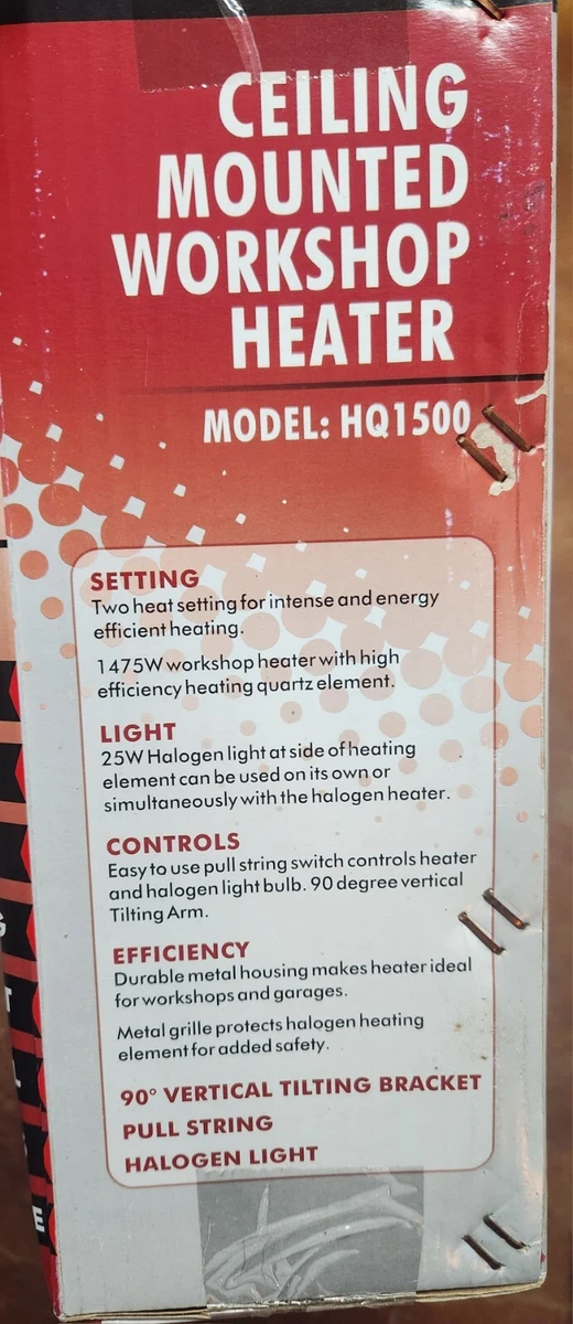 ProFusion Ceiling Mounted WorkShop Heater - Model HQ1500 Halogen Light |  eBay