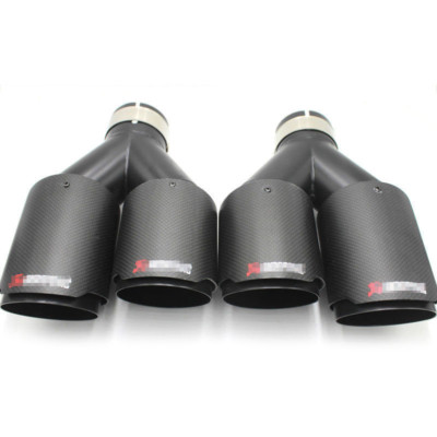 Pair Fit for Akrapovic Real Carbon Fiber 2.5'' ID Car Exhaust Tip Dual Pipes End*