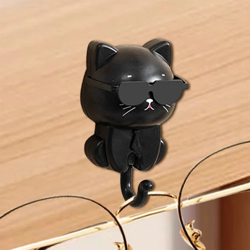 Katze Schlüsselanhänger niedlich Katze Schlüsselhaken mit Sonnenbrille selbstklebend Kleiderhaken Schlüsselhalter - Bild 6 von 17