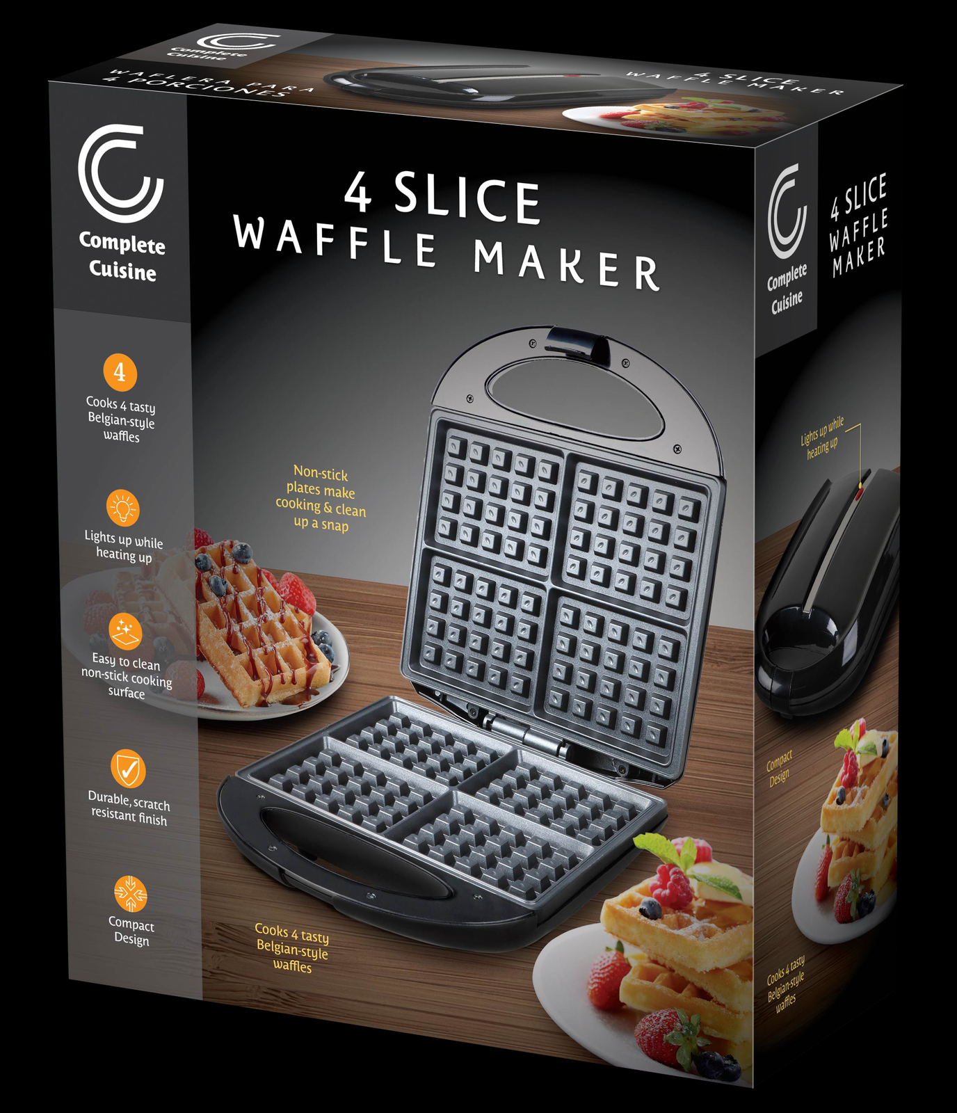 Classic 4-Slice Belgian Waffle Maker Non-Stick Electric Easy to Clean