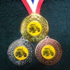 Tractor Medal & Ribbon Engraved School Club Pub Farming Award Trophy 50mm