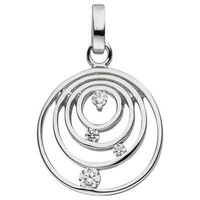 AnhäNger Aus 925 Silber Rhodiniert 4 Kreise Mit 4 Zirkonia Halsschmuck Damen
