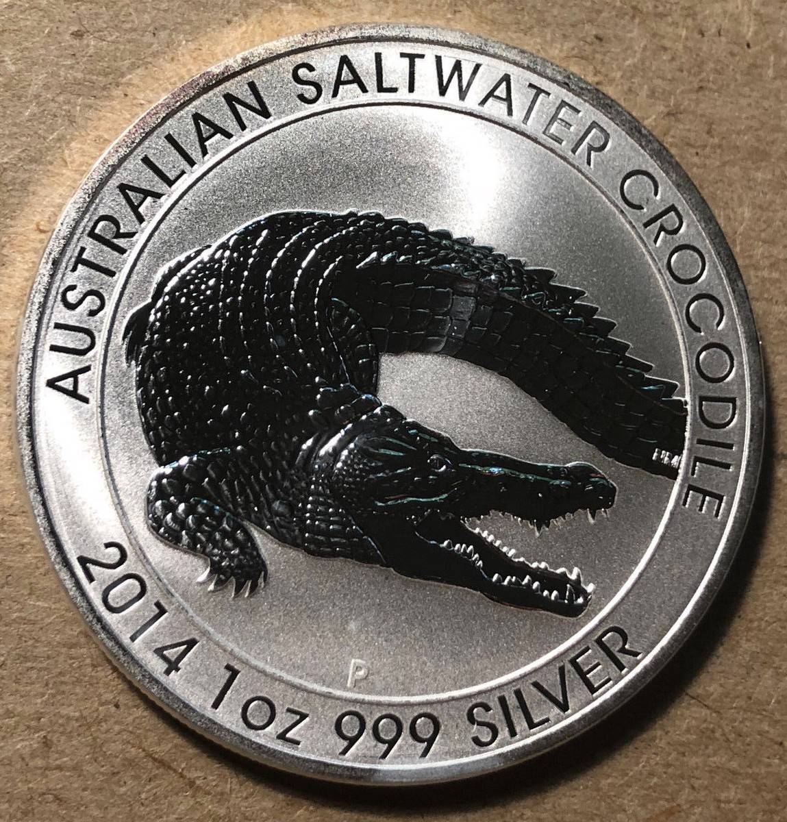 2014 Australia Saltwater Crocodile $1 Dollar 1 Ounce .999 Silver