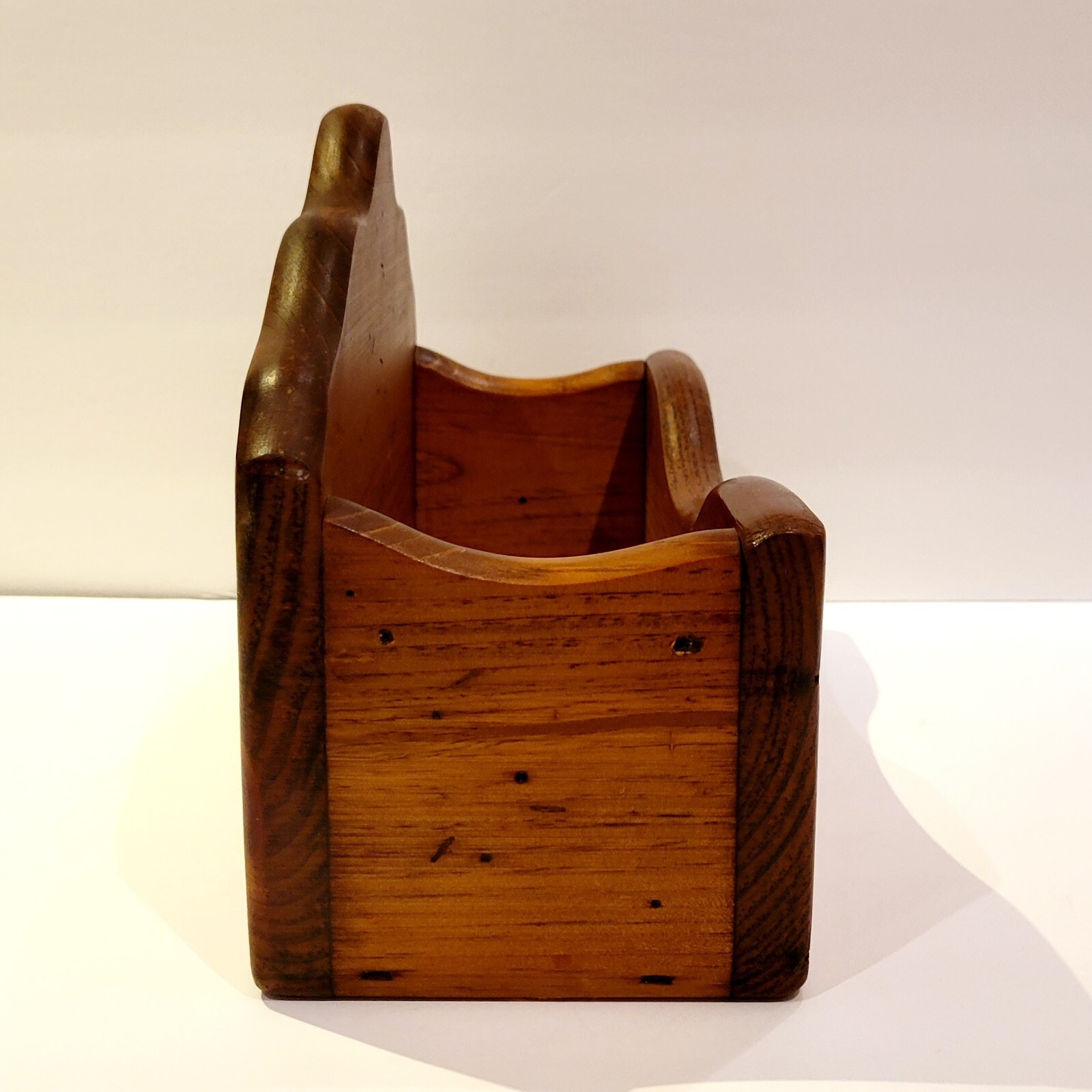 Vintage Pine Wooden Wheat Box Mail Organizer Wall Mount Shelf Sitter