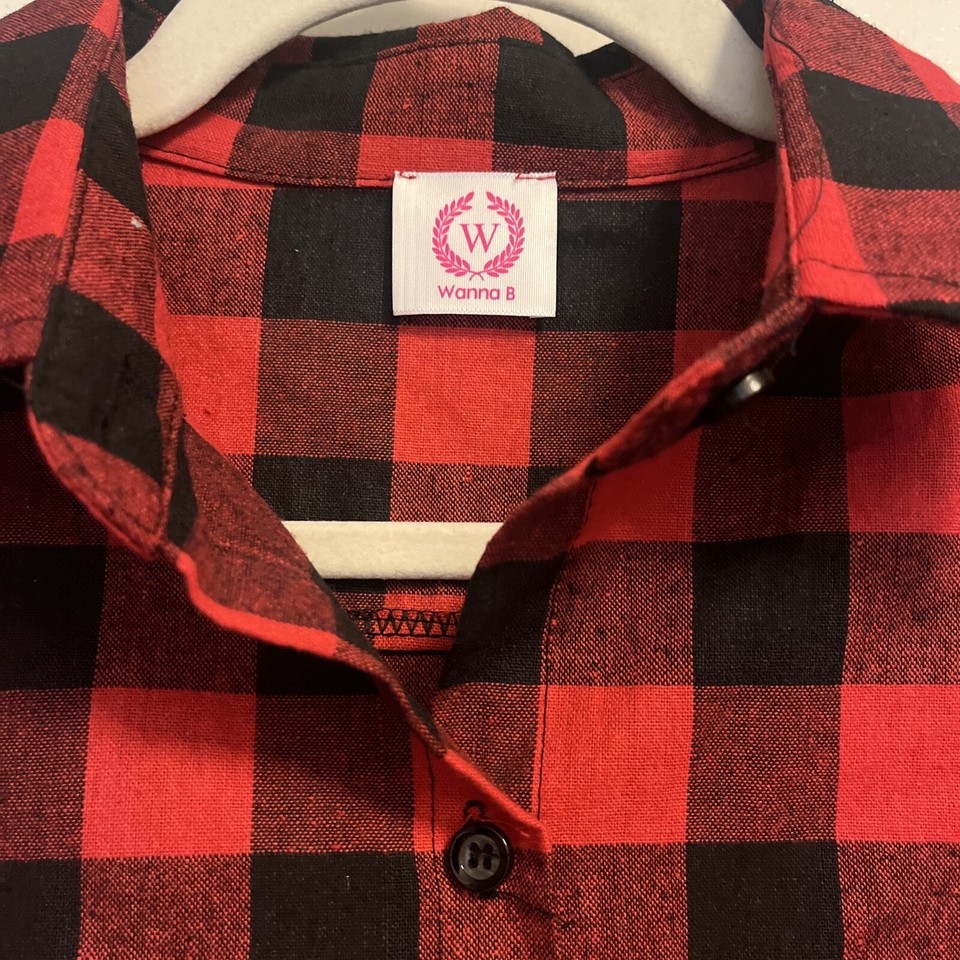 Women’s Boutique Red Plaid Long Sleeved Button Up Dress Size S eBay