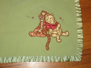 winnie the pooh baby blanket with satin trim