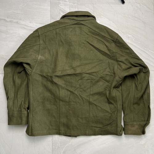 VTG 1950s Korean War U.S Army OG 108 Olive Green Wool Field Shirt Mens Medium - Picture 11 of 14