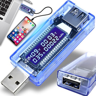 USB Strom Spannungsmesser LCD Display Voltmeter Amperemeter Batterie Tester NEU