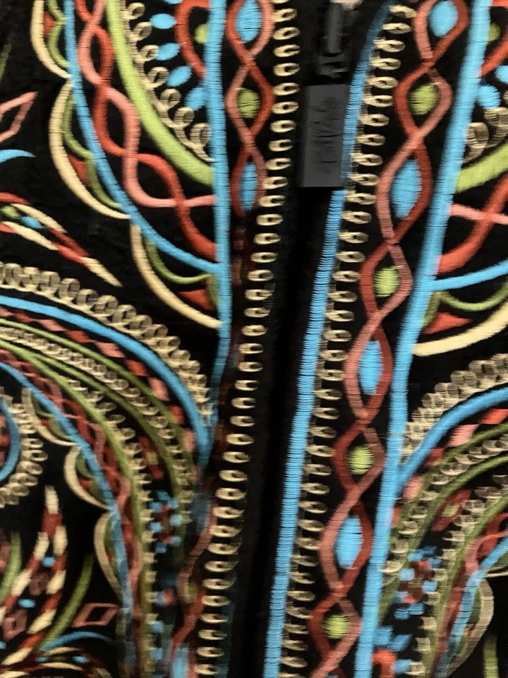 Chaleco Artístico Portátil Bob Mackie Pequeño Chaleco Muy Bordado Piel Sintética Negro Foto 4 de 4