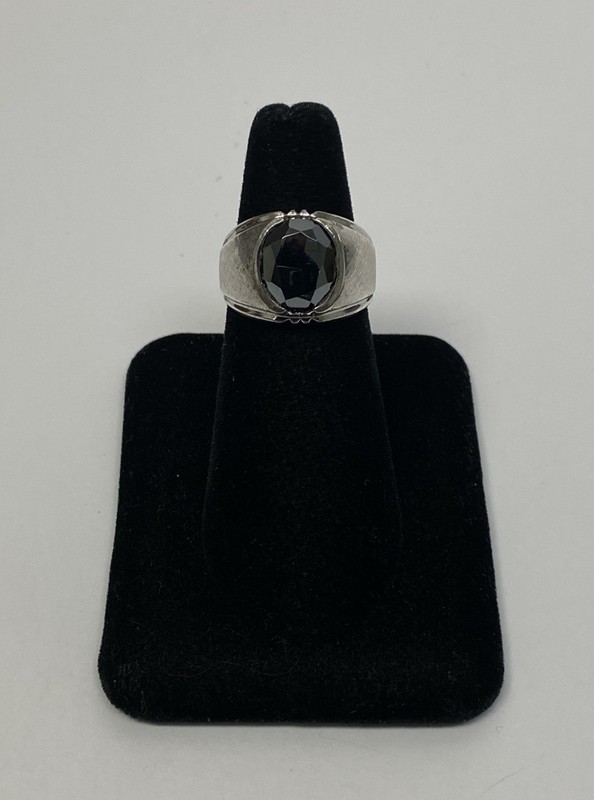 Vintage Mid Century Clark & Coombs Hematite Sterling Silver ring 10.4g Size 7.5