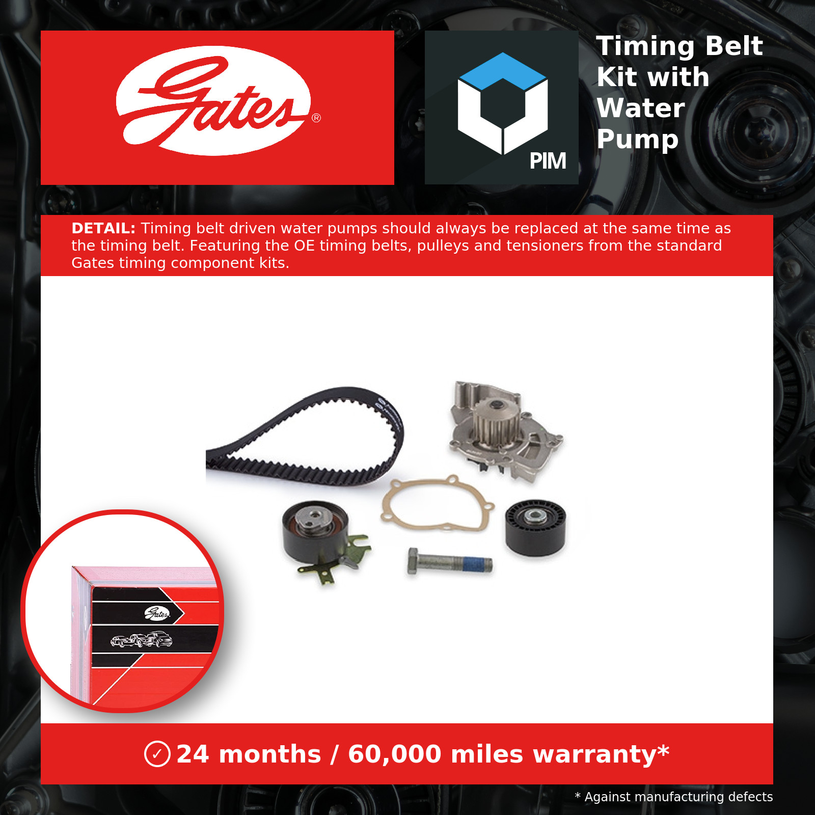 Timing Belt & Water Pump Kit fits FORD KUGA Mk1 TDCi 2.0D 08 to 10 Set Gates New
