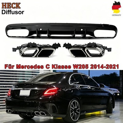 Diffusor Heckdiffusor Chrom Endrohr Blende für Mercedes W205 S205 C43 C63 Lippe