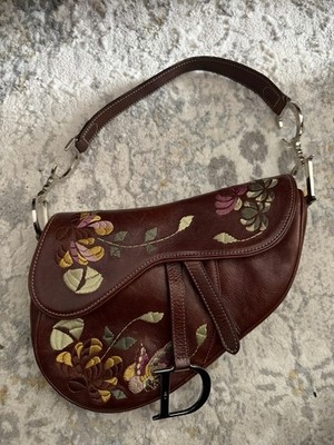 Christian Dior Flower Saddle Bag Leather