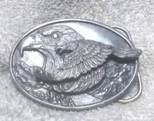 The Eagle The Hawk 3D Engraved Silver Belt Buckle 1988 Siskiyou Great Vintage