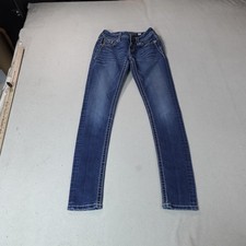 Miss Me Jeans Womens 24 Blue Midrise Skinny MP9035 Embellished Stretch Denim