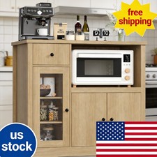 Cabinet with Storage and Drawers, Modern Small Buffet Cabinet Microwave Kitchen