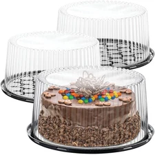 9" Plastic Disposable Cake Containers Carriers with Dome Lids and Cake Boards