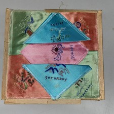 Vintage Mid Century bestickt Tage der Woche Taschentuch Set 7 verpackt